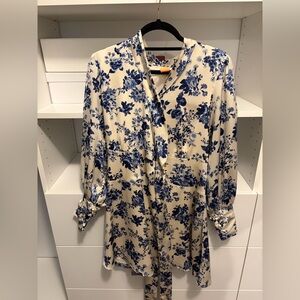 Wrap dress with blue floral print